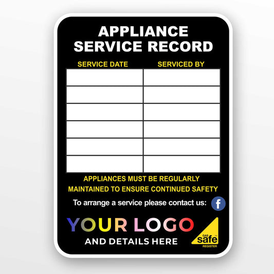 Appliance Service Stickers for gas fitters and boiler engineers