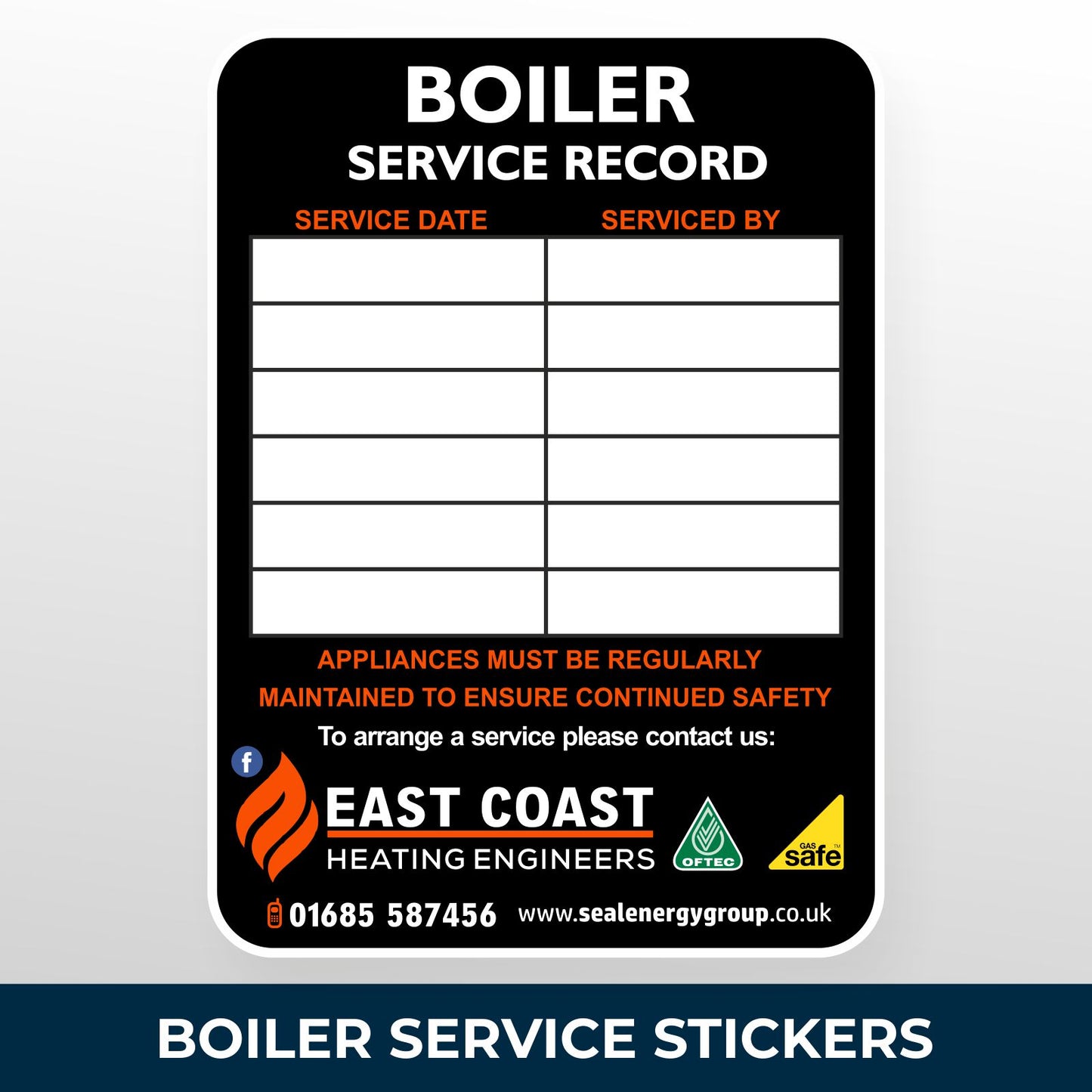 Boiler Service Record Stickers