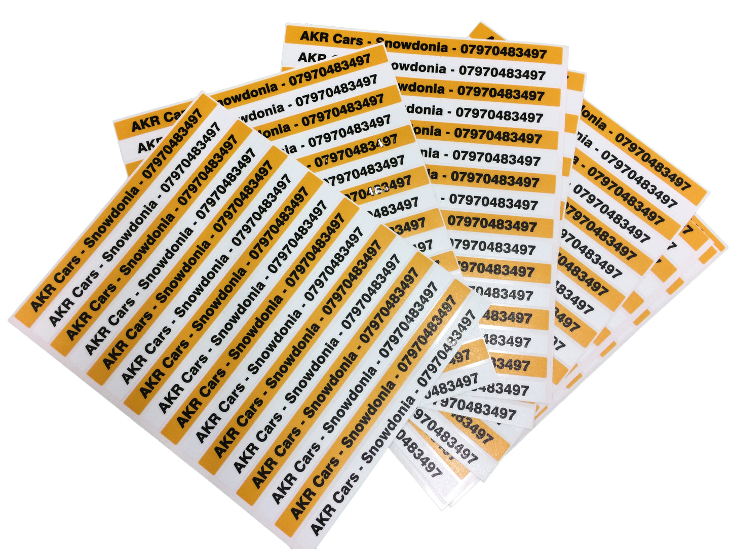 Personalised number plate decals for car sales branding