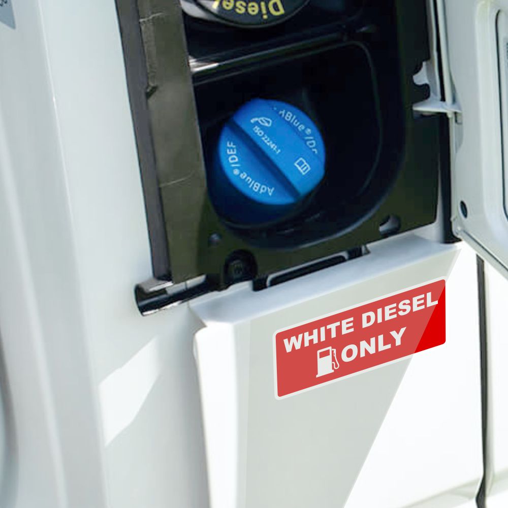 example sticker placement below fuel cap