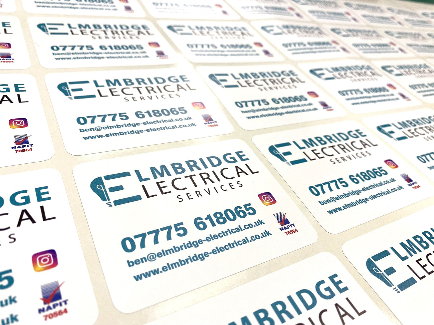 UK-printed business detail labels for trades and services