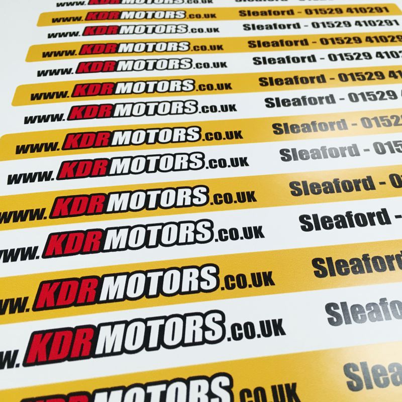 Easy-to-apply car dealer number plate branding stickers