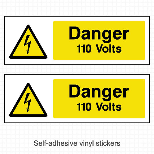 Danger 110V Volts Electrical Warning Stickers
