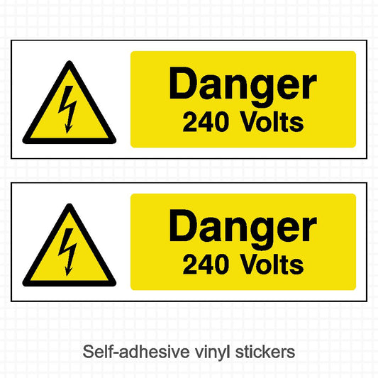 Danger 240V Volts Electrical Warning Stickers