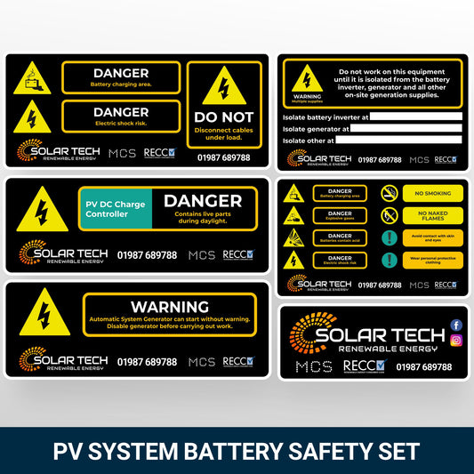Solar PV System Battery Safety Stickers
