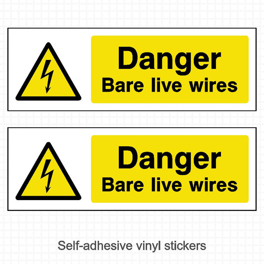 Danger Bare Live Wire Electrical Warning Stickers