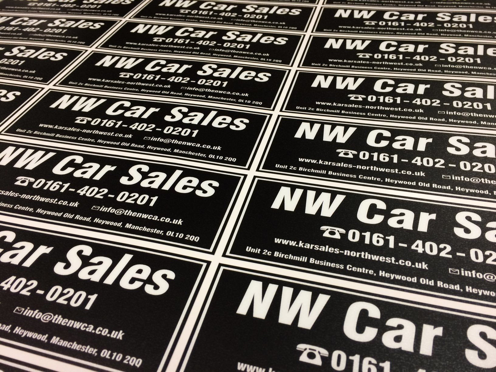 High-tack car window stickers for dealerships