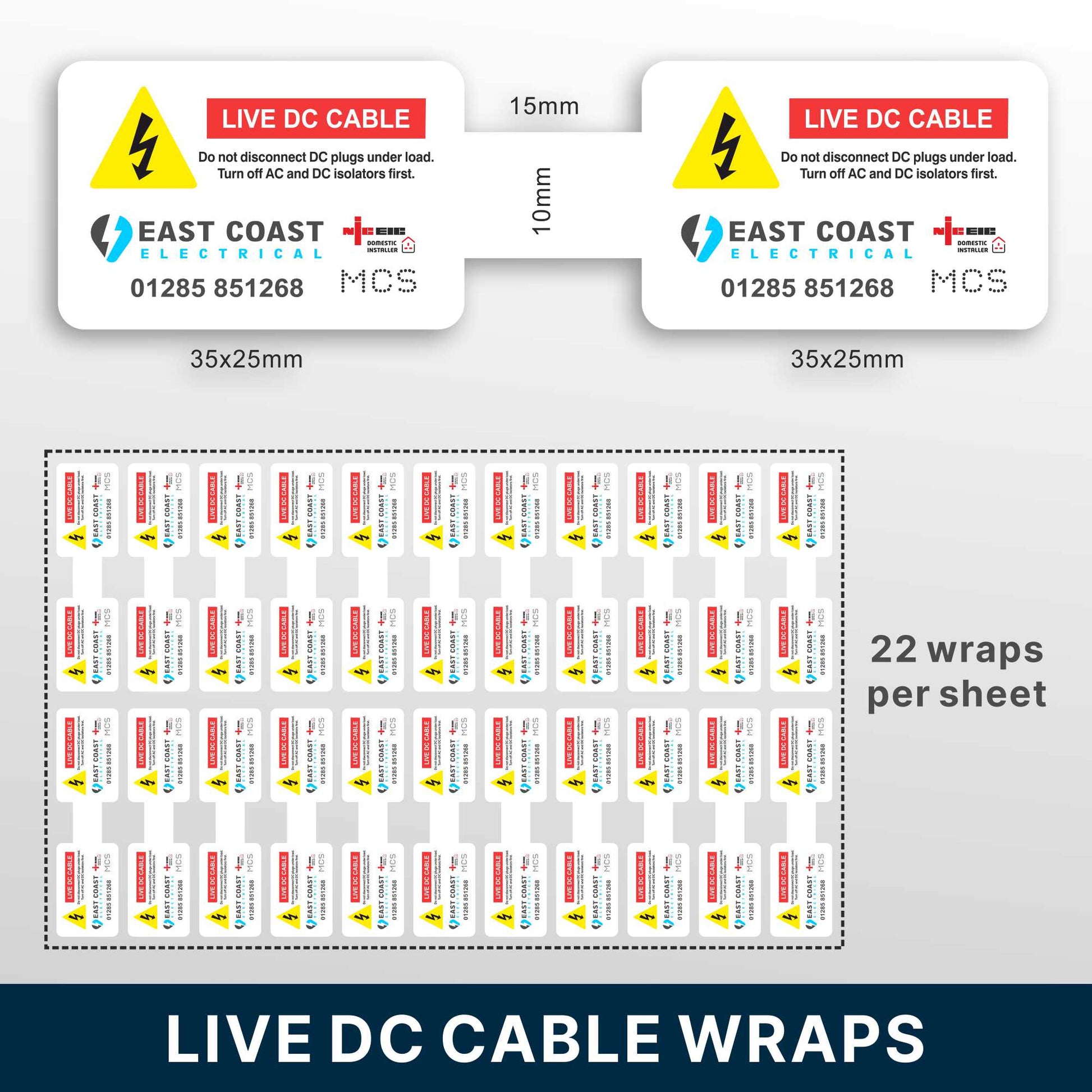 Live DC Cable Sticker Wraps Electrical Warning Labels, Self-Adhesive ...