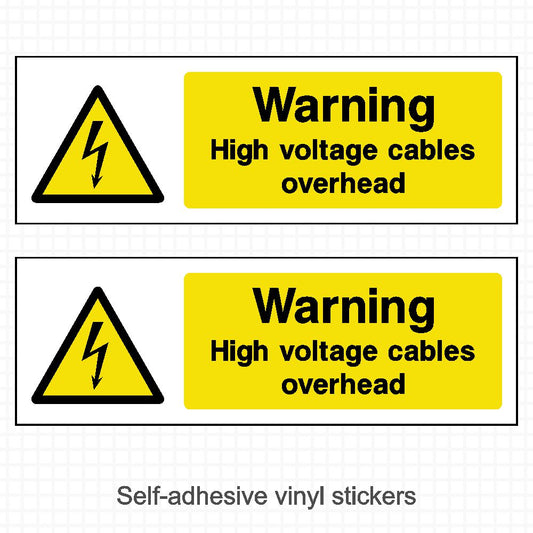 Warning High Voltage Cables Overhead Electrical Warning Stickers