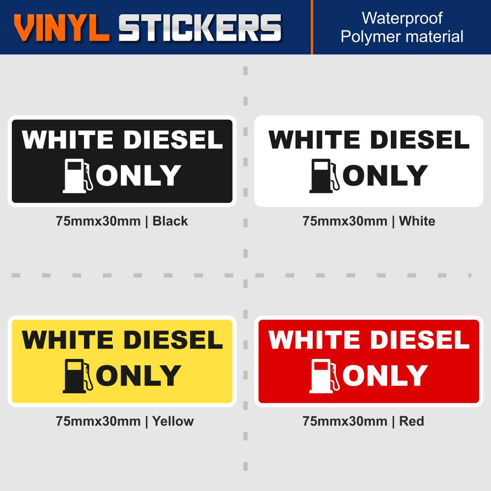 white diesel only stickers