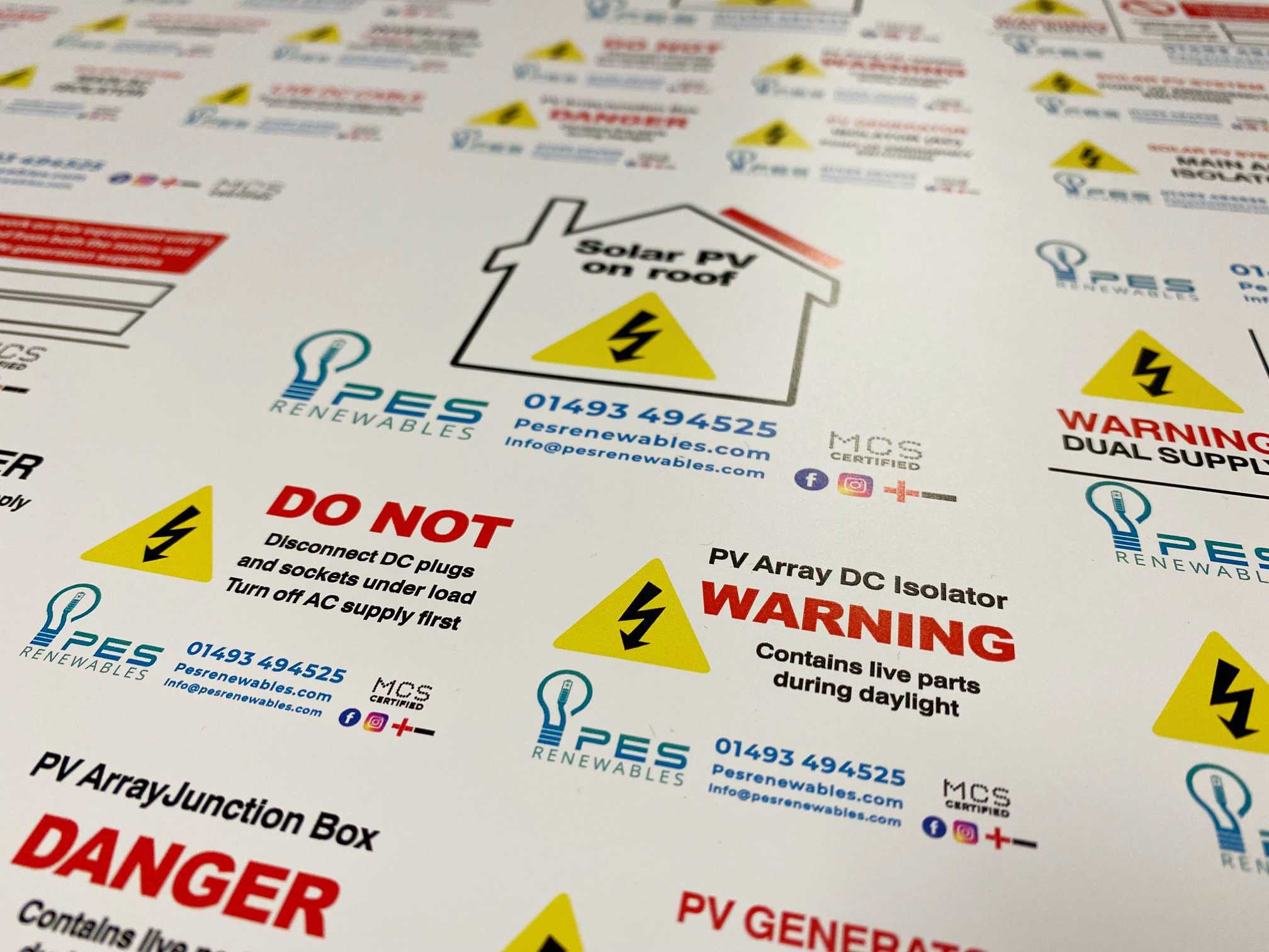 Solar PV Electrician Stickers Bundle, Custom Printed Renewables ...