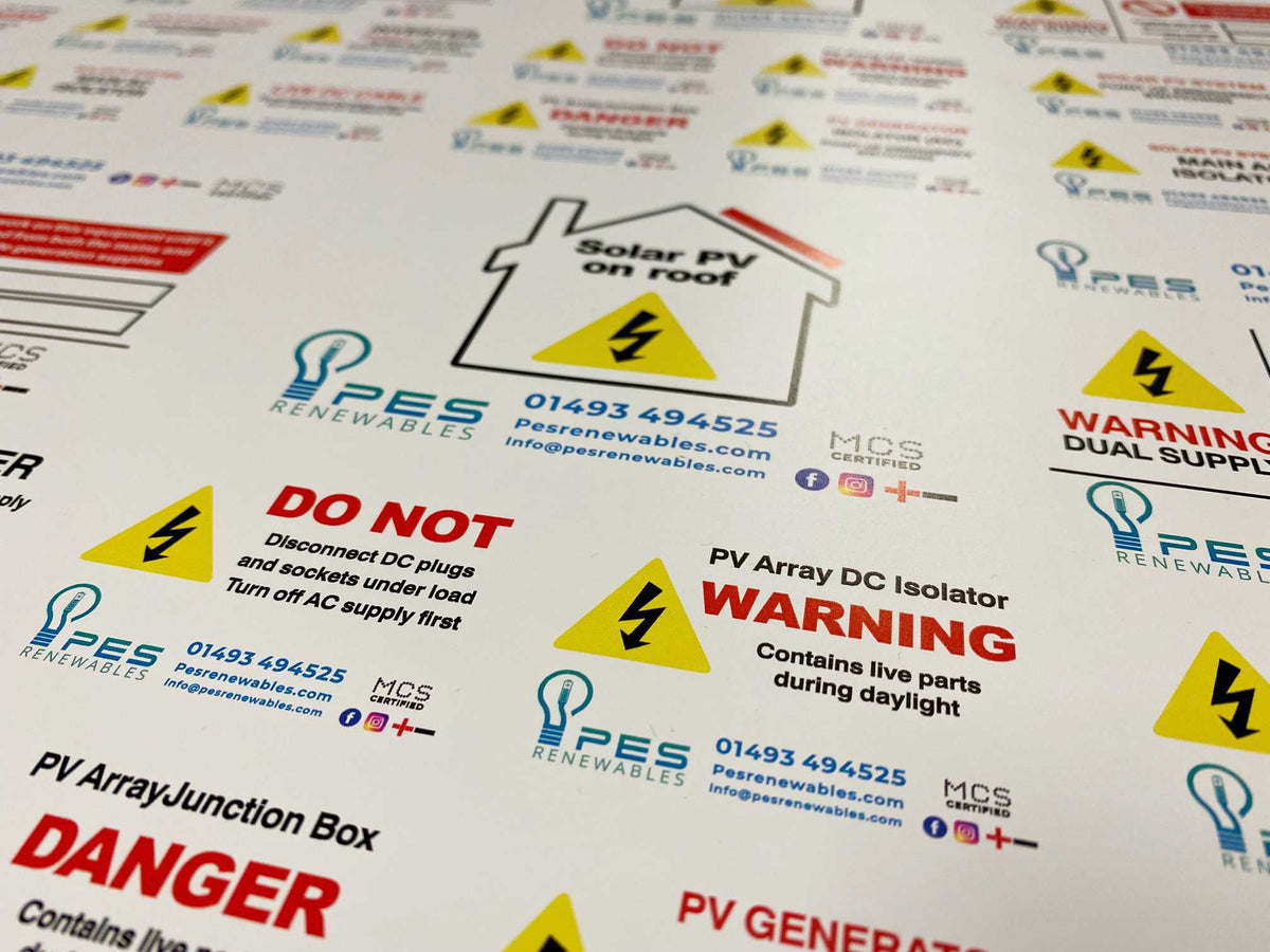 Solar Cable Sticker Solar PV Electrician Stickers Bundle, Custom Printed Renewables ...