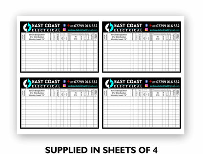 electrician circuit details label printing