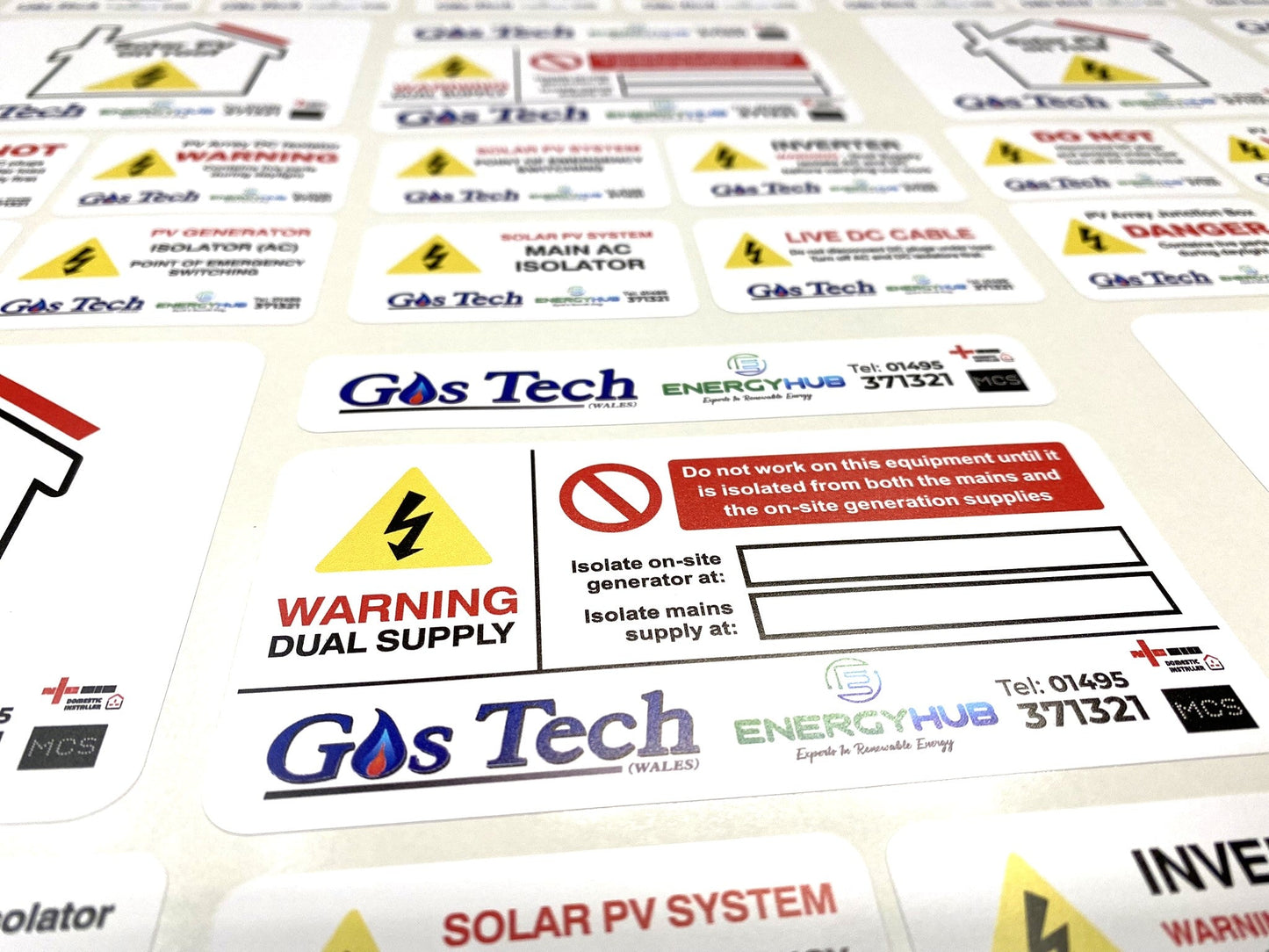 Solar PV & Renewables Electrician Safety Stickers Bundle