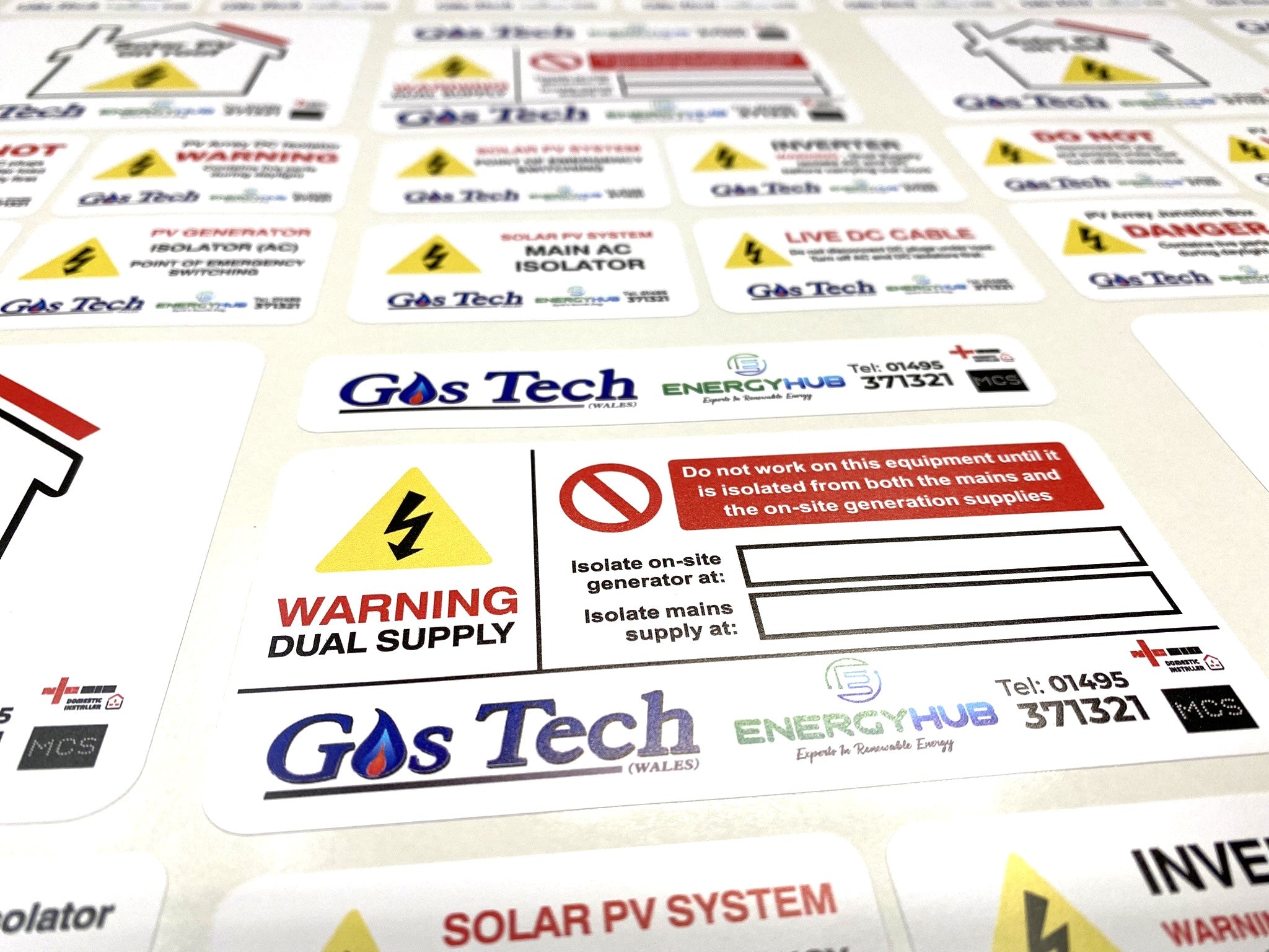 Solar PV Electrician Stickers Bundle, Custom Printed Renewables ...