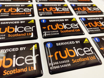 Scratch-resistant domed labels for plumbing businesses