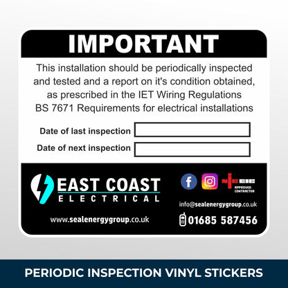 electrical inspection stickers and labels
