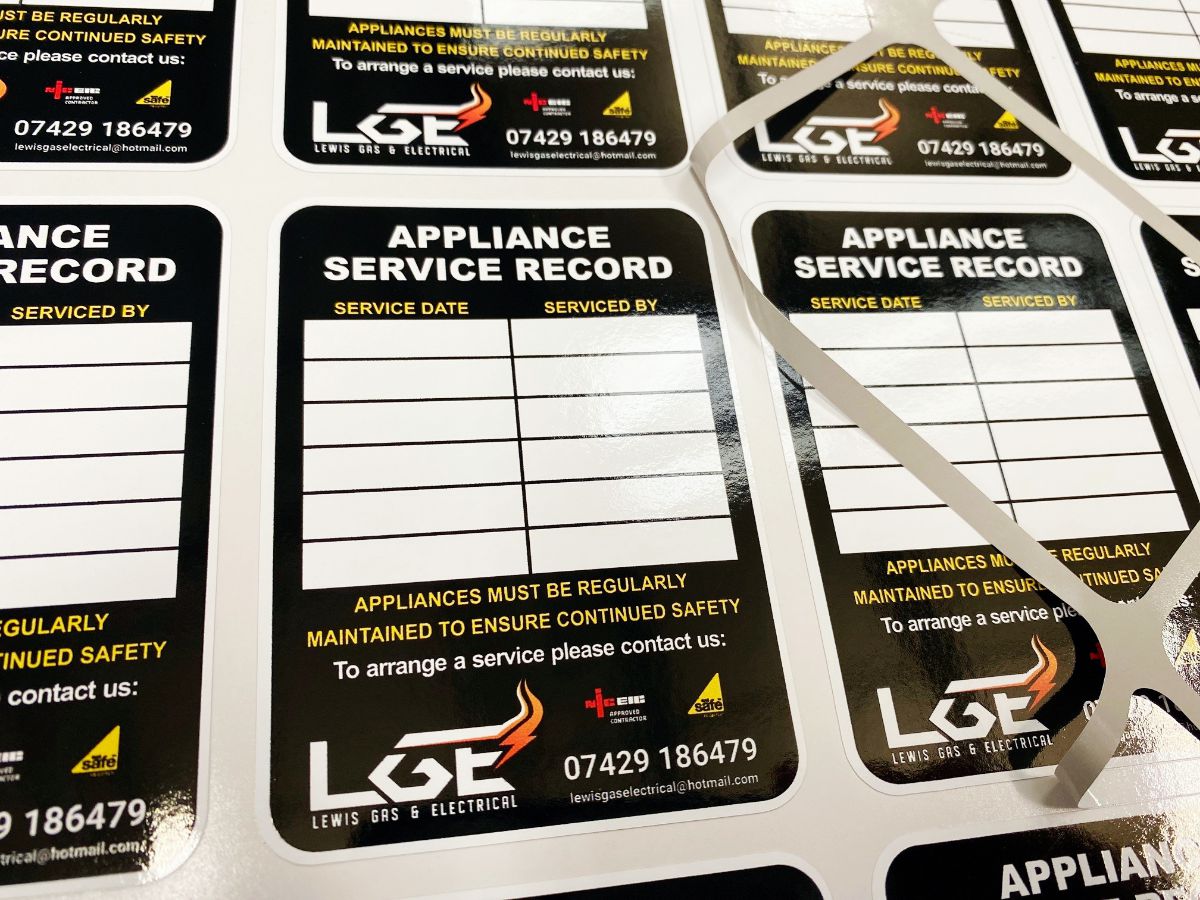 appliance vinyl labels for plumbers