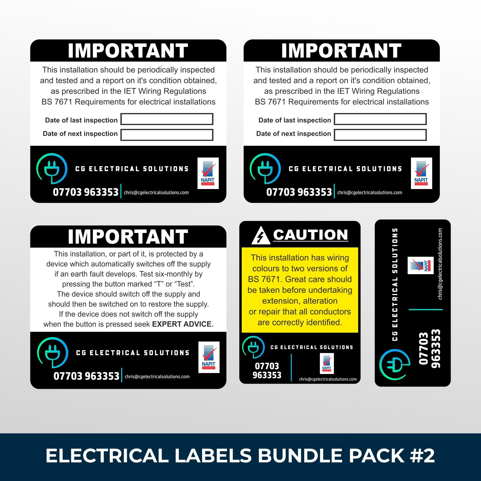 Electrician Stickers Bundle #2, Custom Printed Electrical Label Packs ...