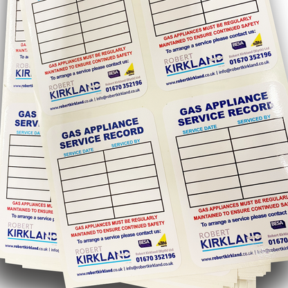 gas appliance service stickers