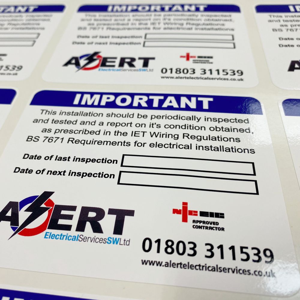 Periodic inspection label with service details