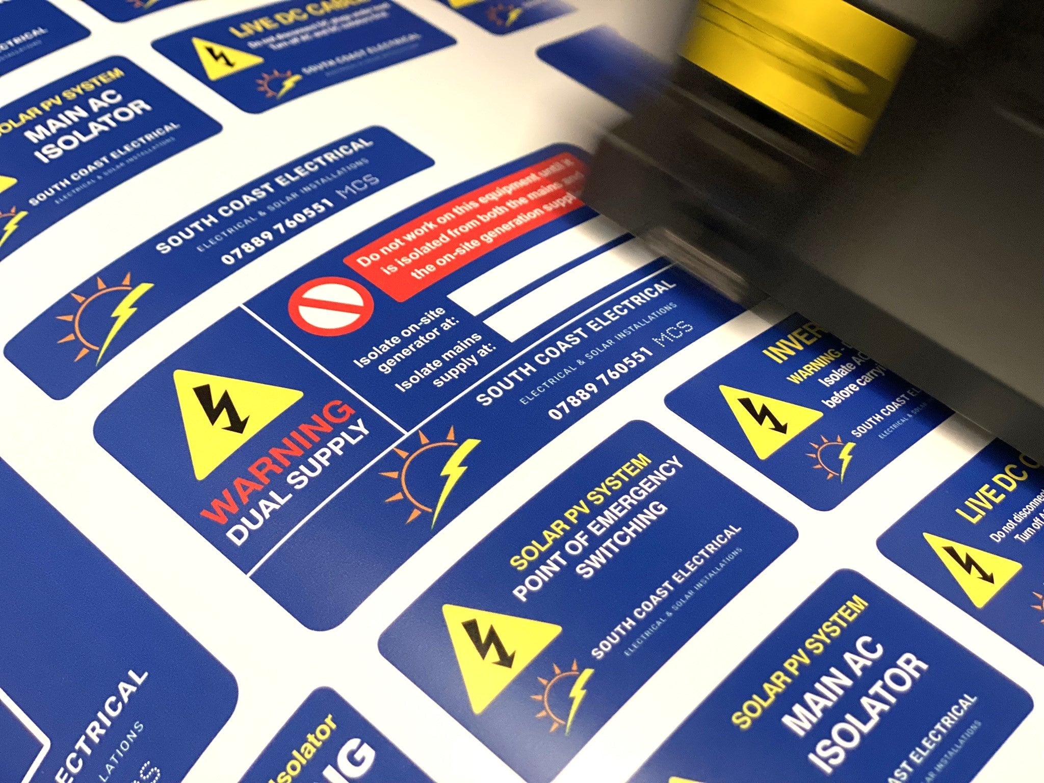 Solar PV Electrical Stickers, Custom Trade Printing for UK Renewables ...