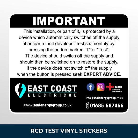 example of rcd test electrician labels