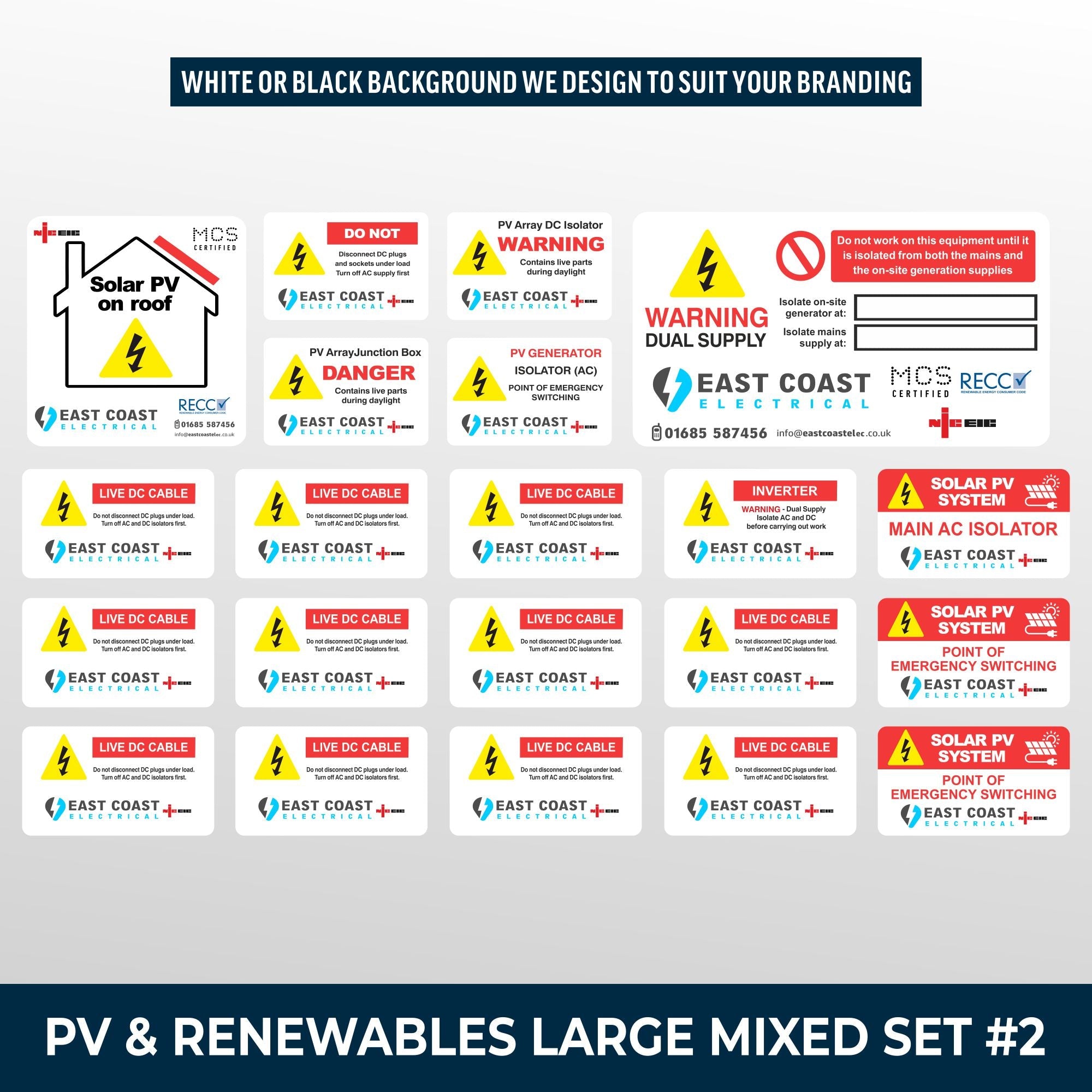 Solar PV Electrical Stickers, Custom Trade Printing for UK Renewables ...